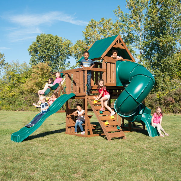 SwingnSlide Denali Tower Wooden Play Swing Set Wayfair